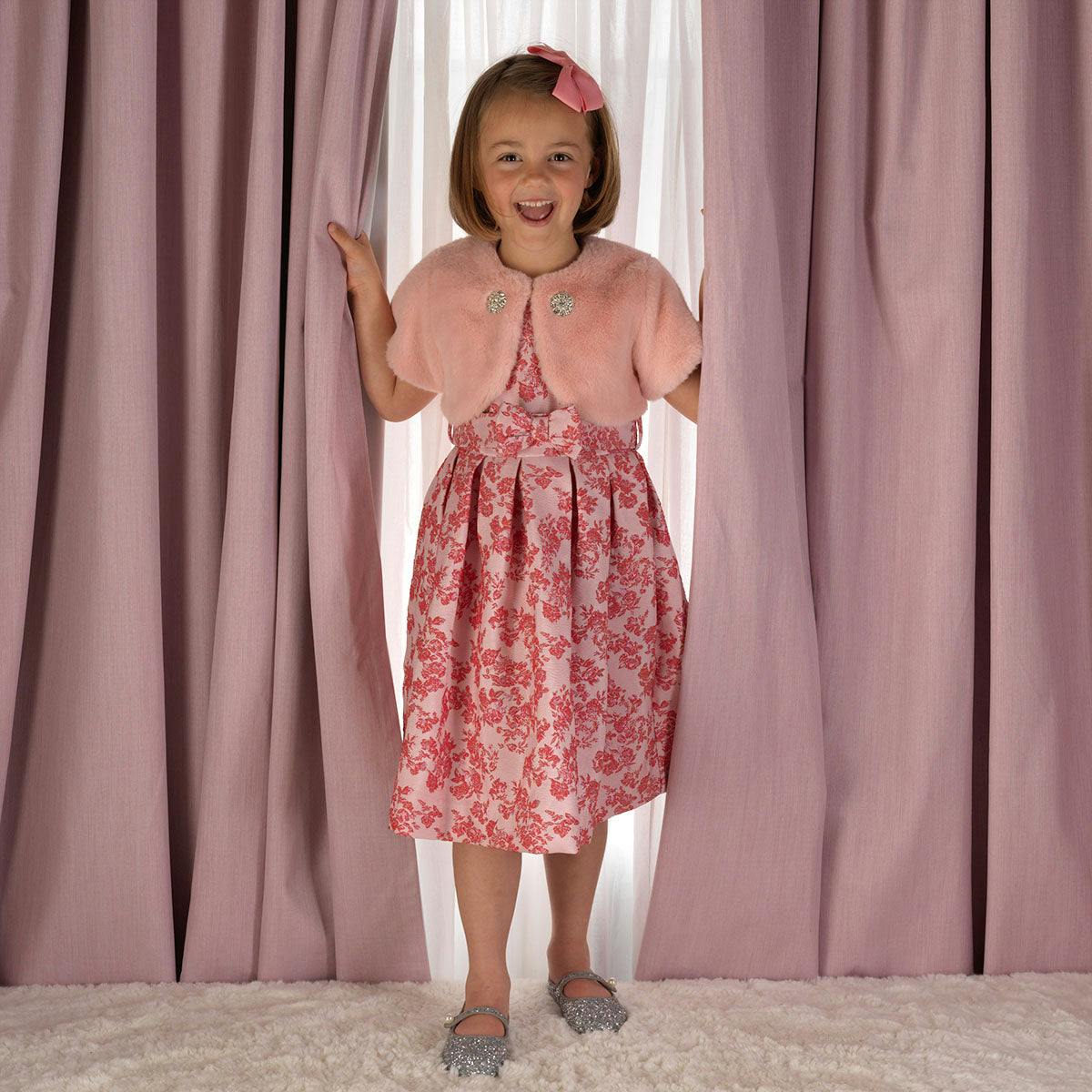 Diamanté Faux Fur Bolero, Pink