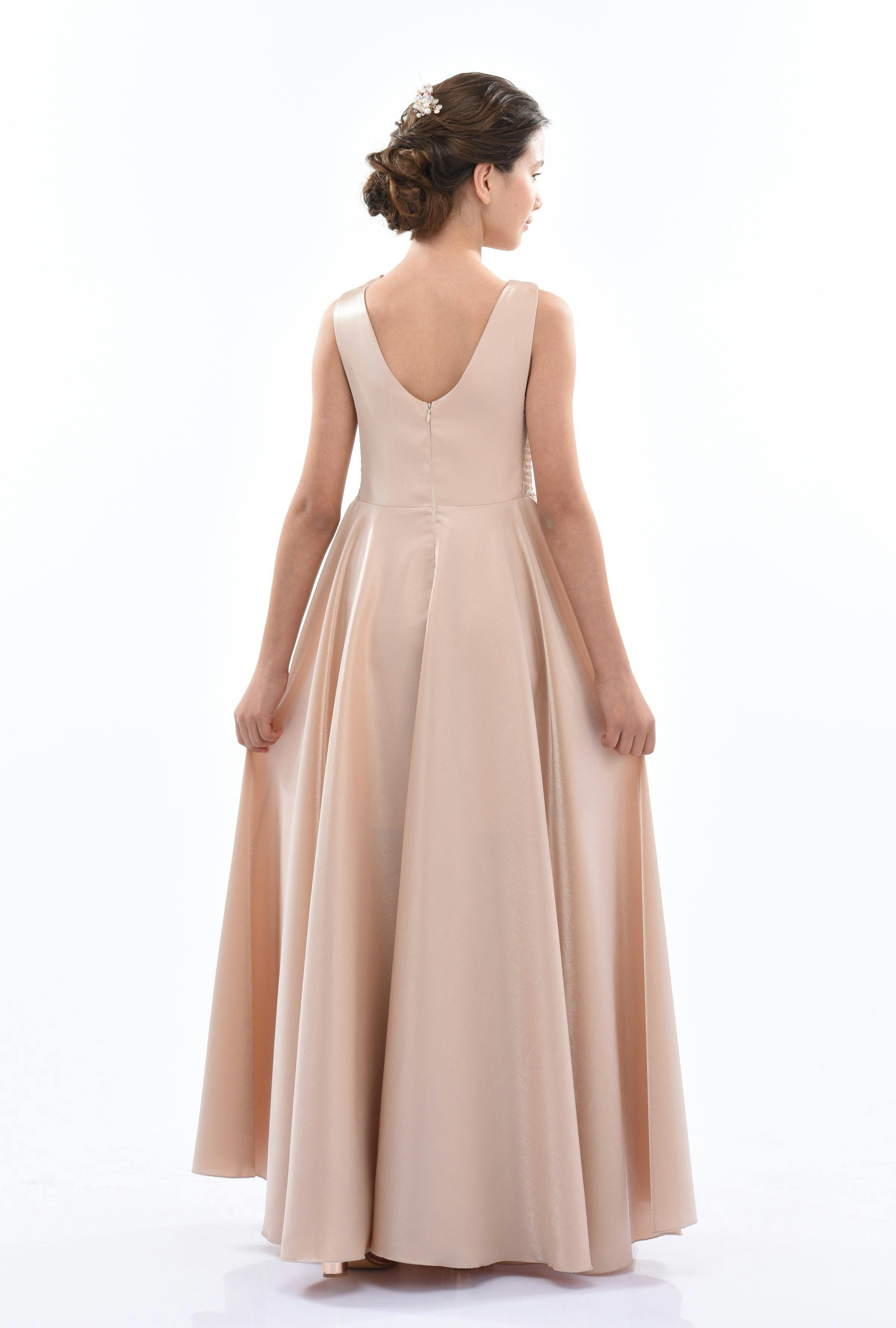 Gold Lenelle Rose Applique Gown