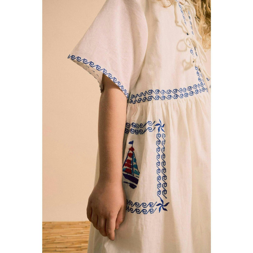 BARCOS EMBROIDERED DRESS BLUE