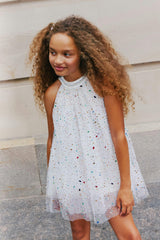 Rainbow Crystal Gem Halter Neck Sleeveless Dress