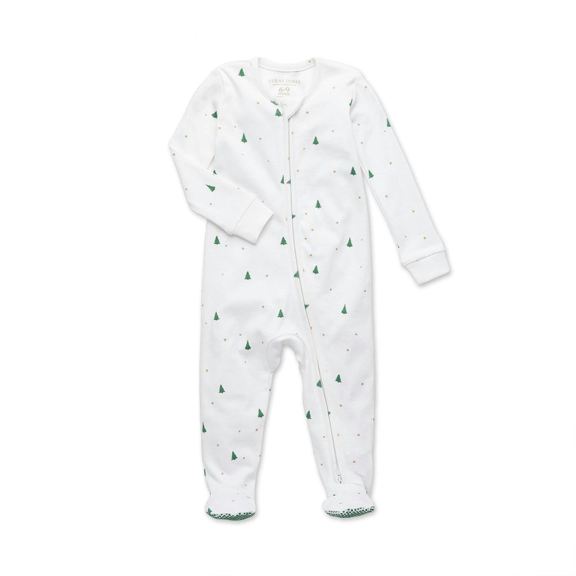 Organic Cotton Evergreen Zip Holiday Baby Sleeper Pajama