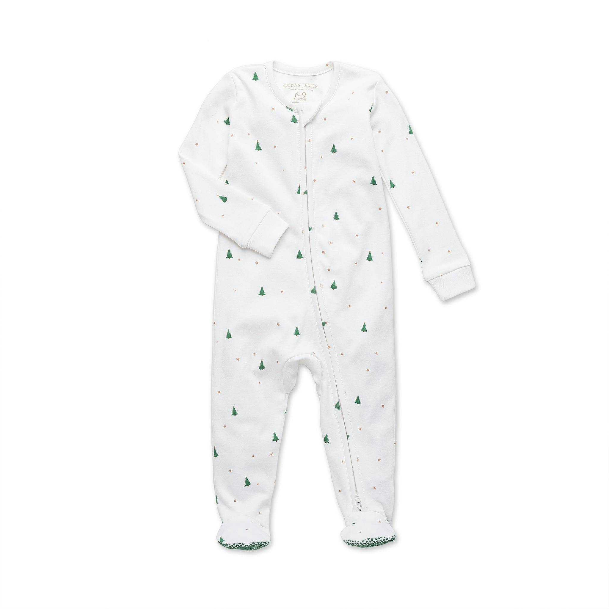 Organic Cotton Evergreen Zip Holiday Baby Sleeper Pajama