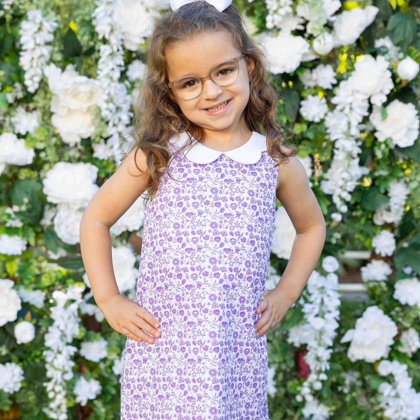 Printed Pique Dress with Flowers