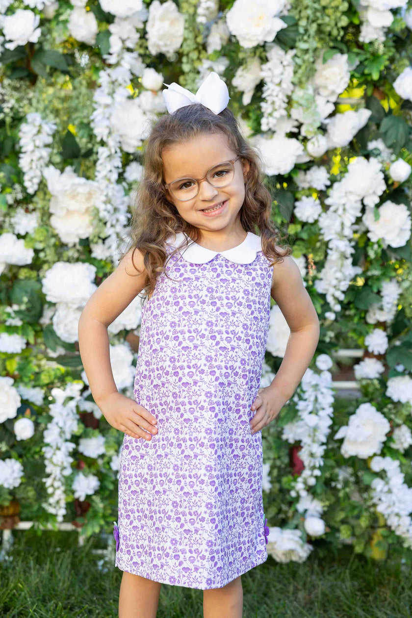 Printed Pique Dress with Flowers