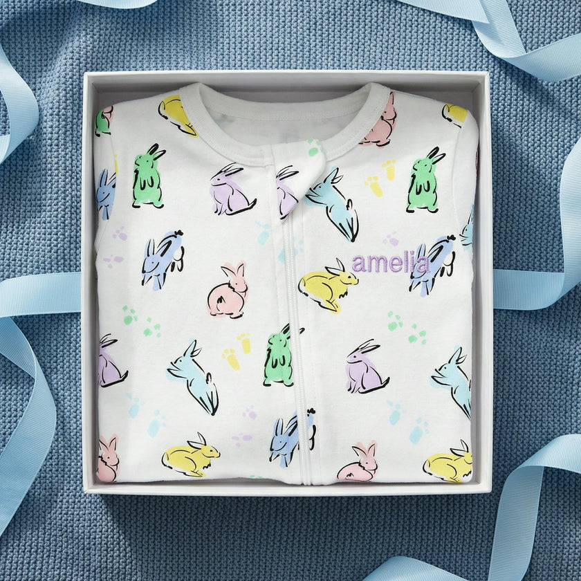 The Organic Zipper Footie [Bunny Hop]