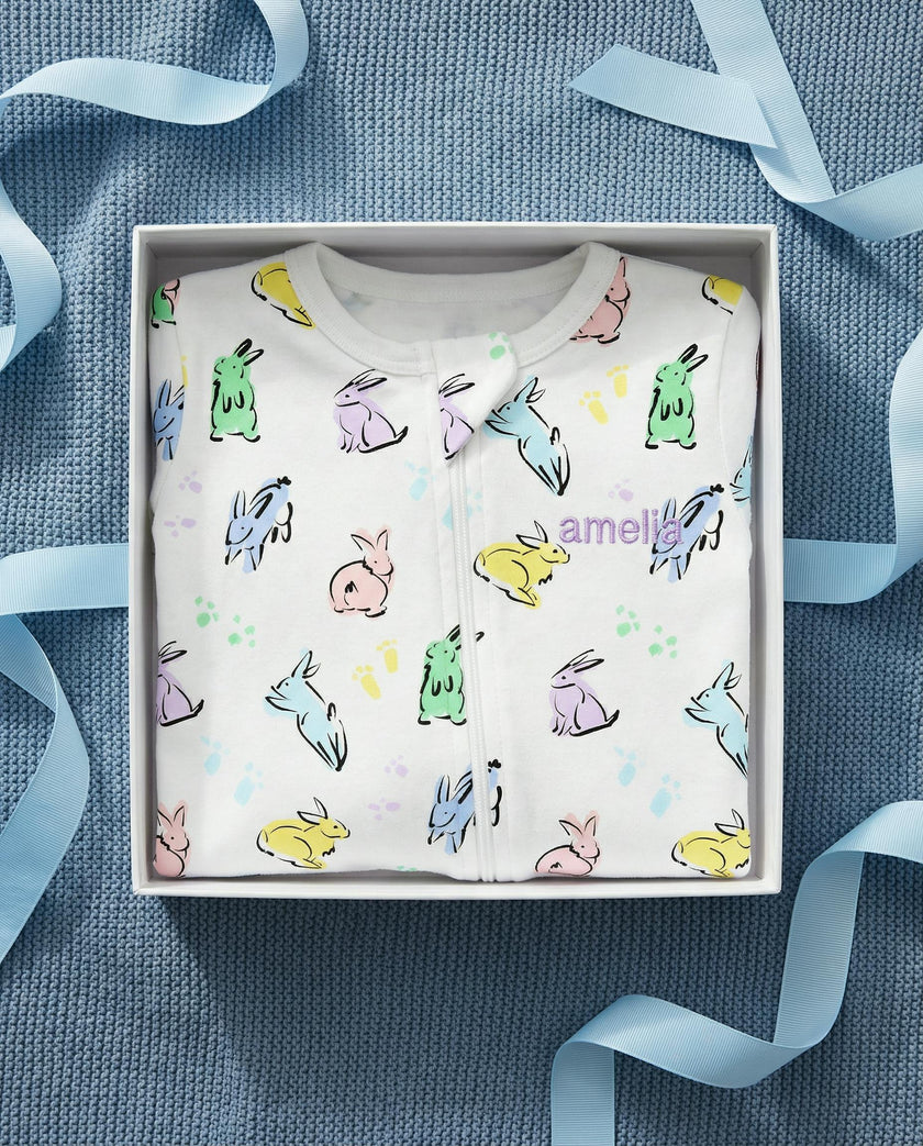 The Organic Zipper Footie [Bunny Hop]