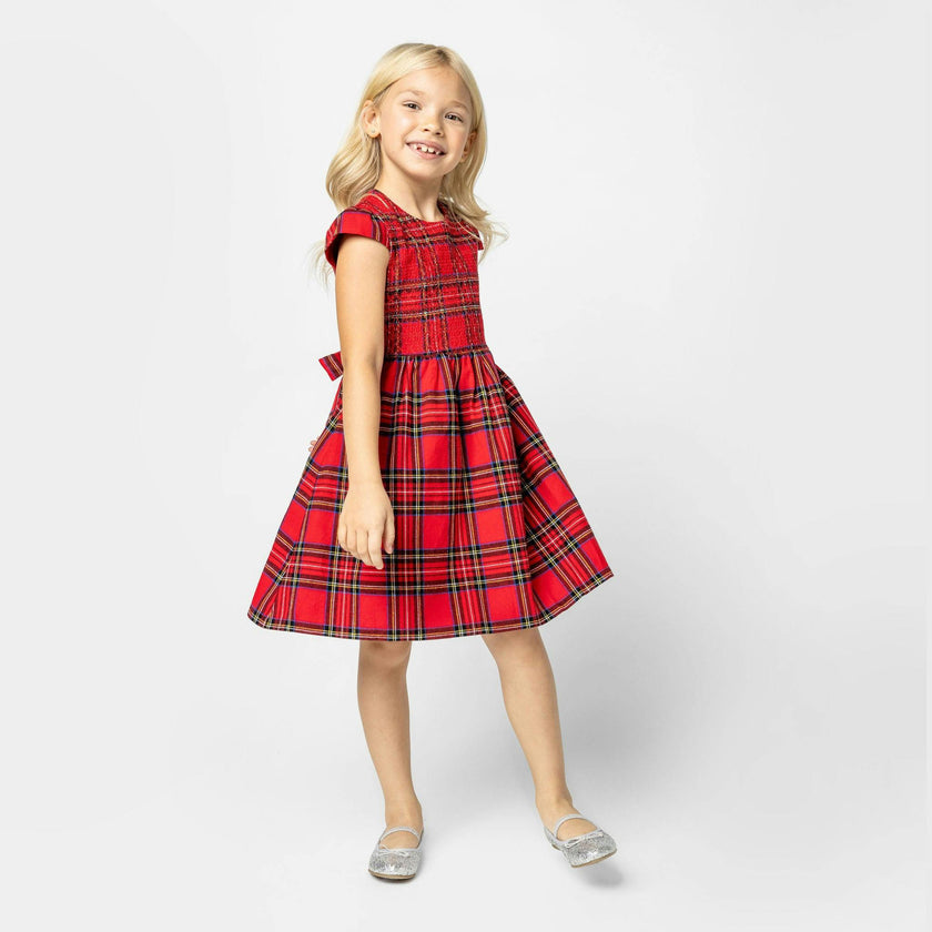 Bonnie Smocked Plaid Tartan Girls Party Dress