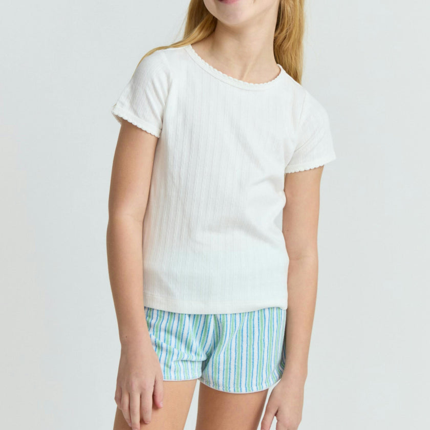 girls tamarin stripe french terry short