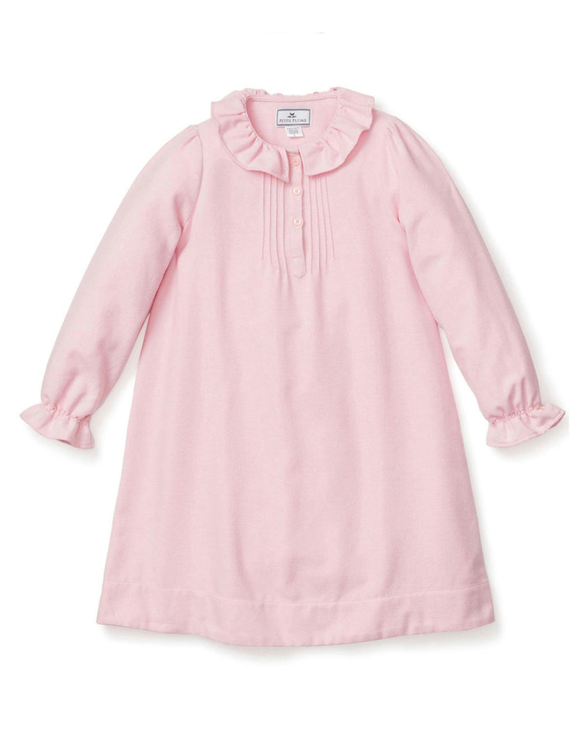Girl's Flannel Victoria Nightgown in Pink