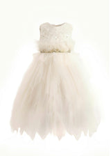 Ivory Feathered Tulle Party Dress