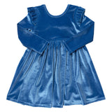 Girls Natalie Dress - Bright Blue Velour