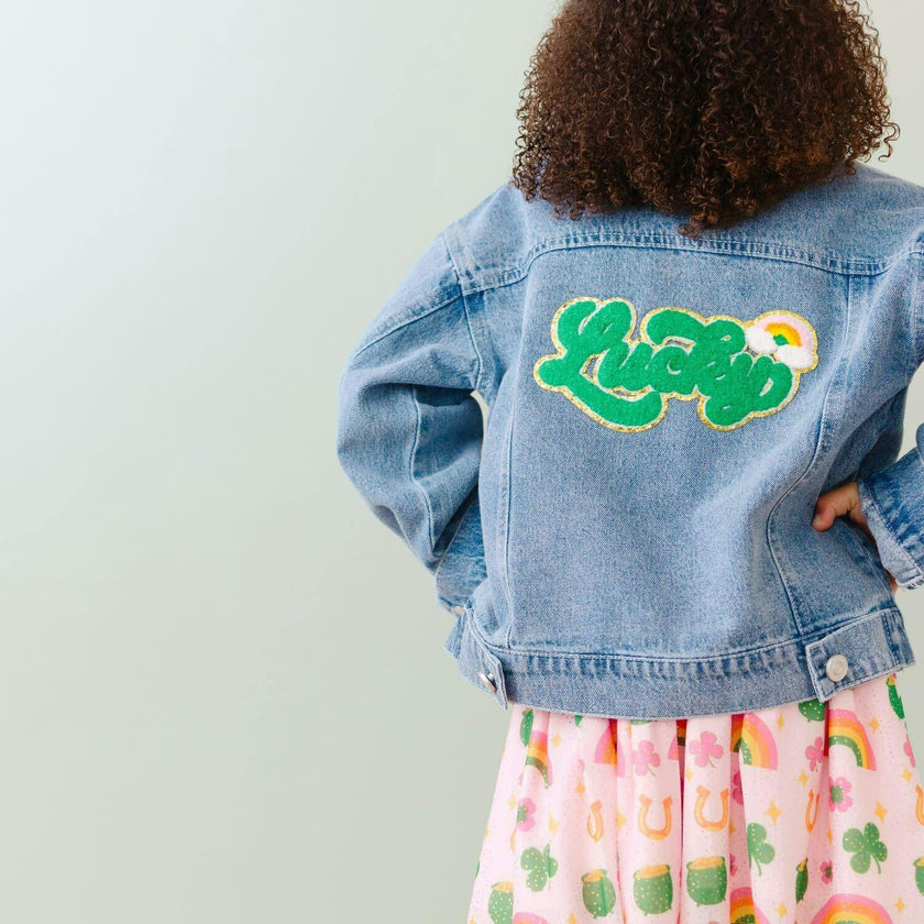 Lucky Rainbow Patch St. Patrick's Day Denim Jacket
