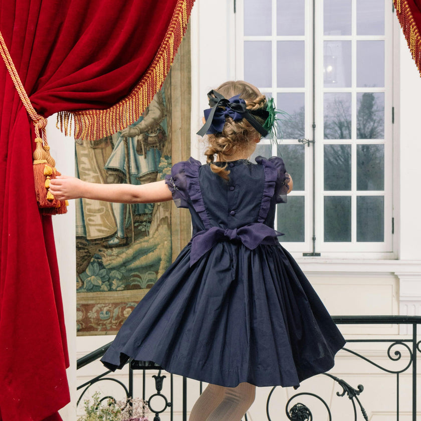 Camelia Navy Cotton Smocked Dress