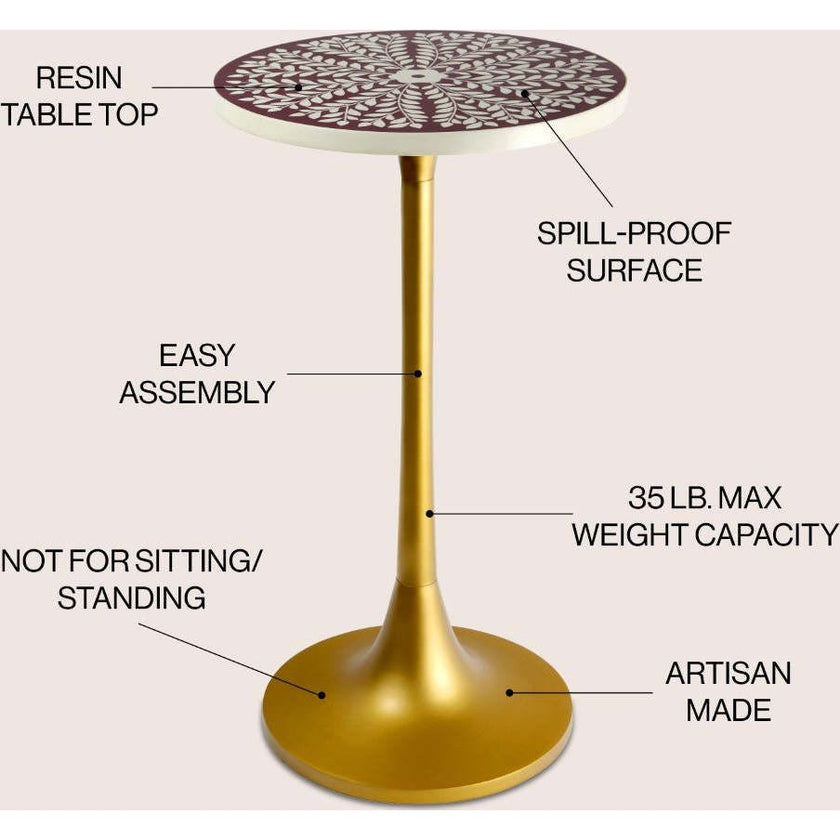 Nysha 25" Modern Bohemian Metal/Resin Inlay Top End Table