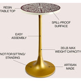 Nysha 25" Modern Bohemian Metal/Resin Inlay Top End Table