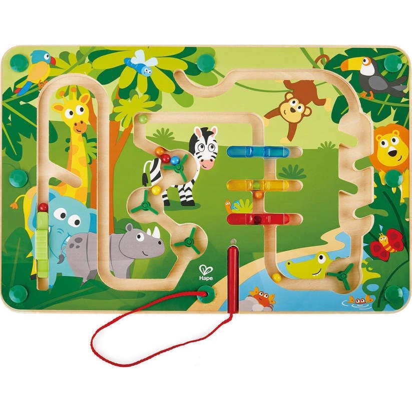 Hape: Jungle Magnetic Maze&nbsp;- Wooden Magnetic Wand Bead Maze Toy