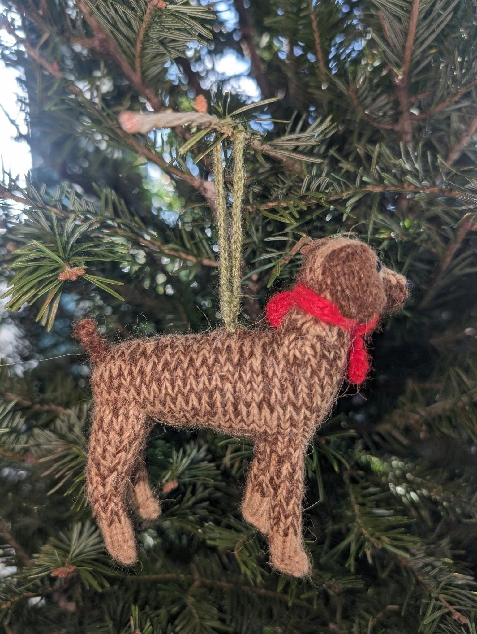 German Short Haired Pointer Dog Hand Knit Christmas Ornament