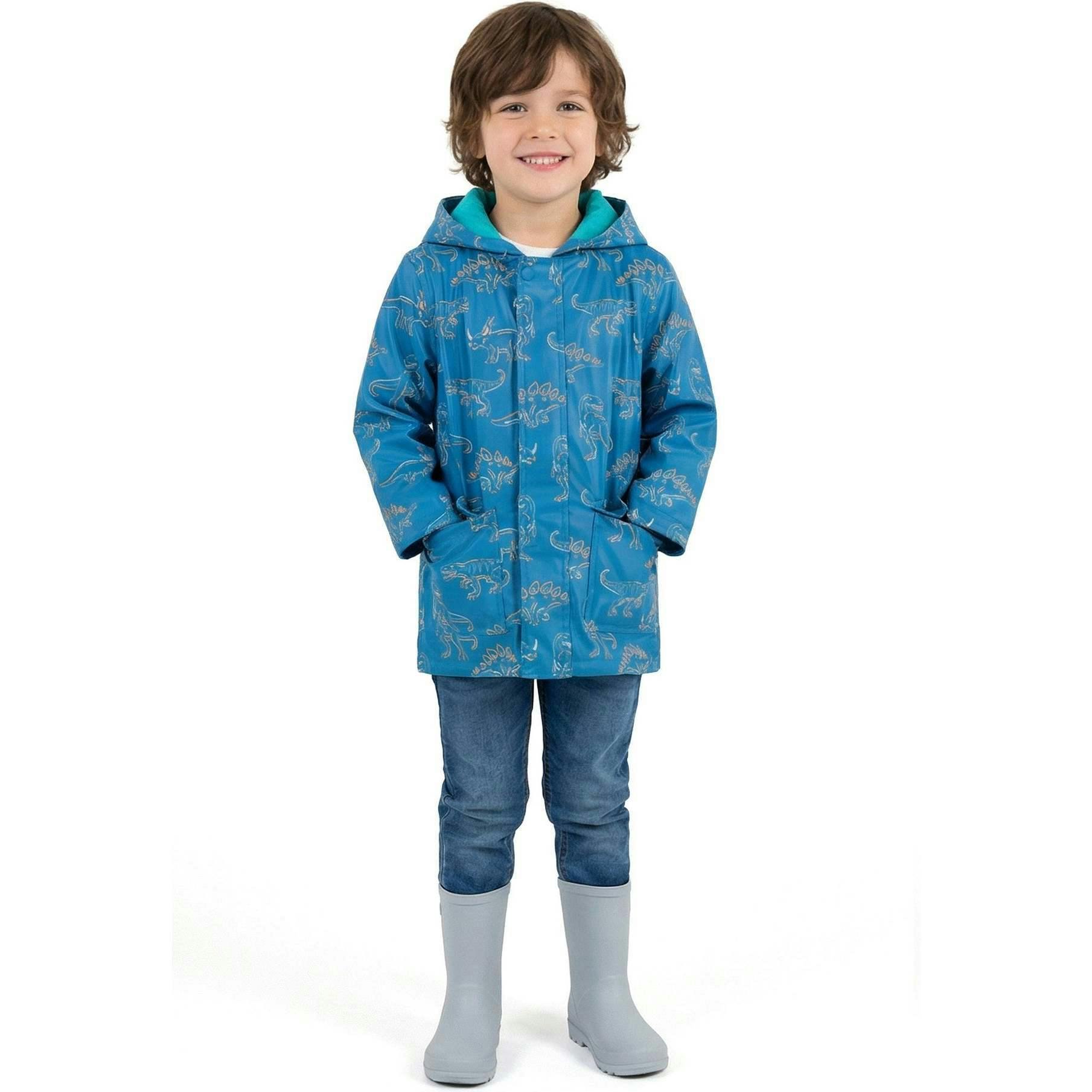 Boys Allover Print Raincoat | Blue Dino