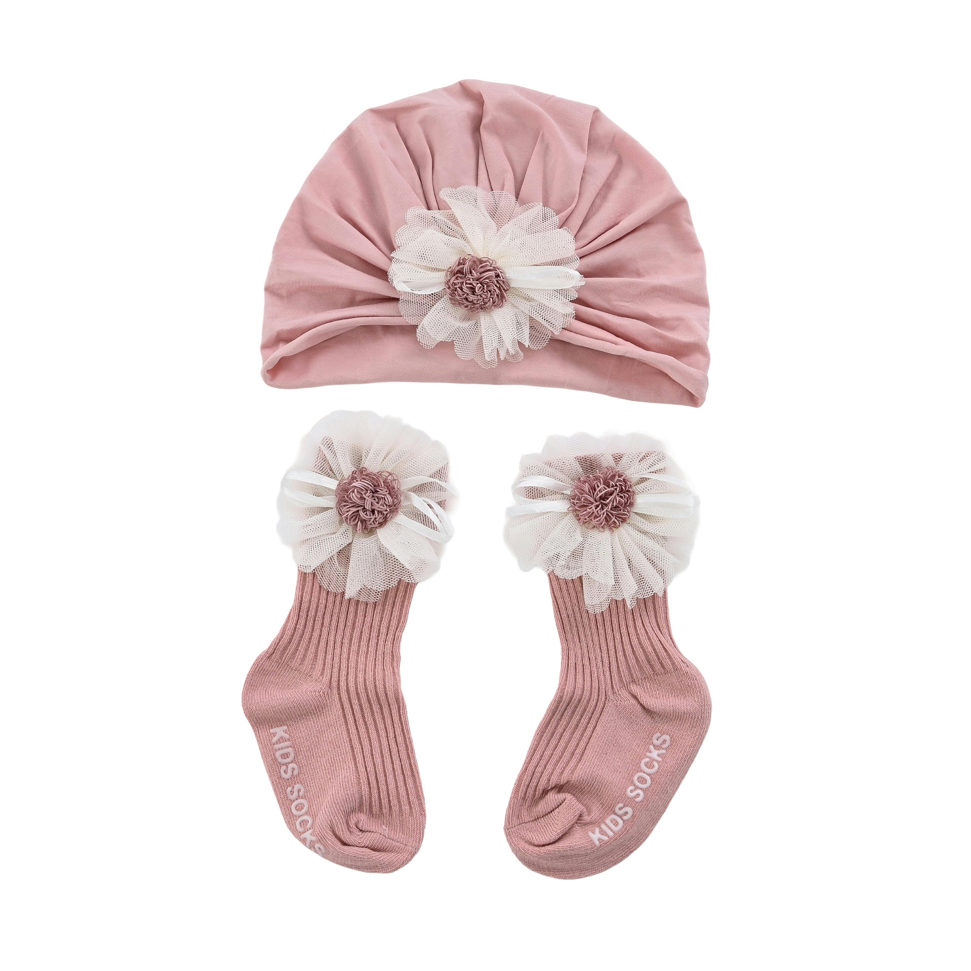 Floral Turban Hat & Sock Set