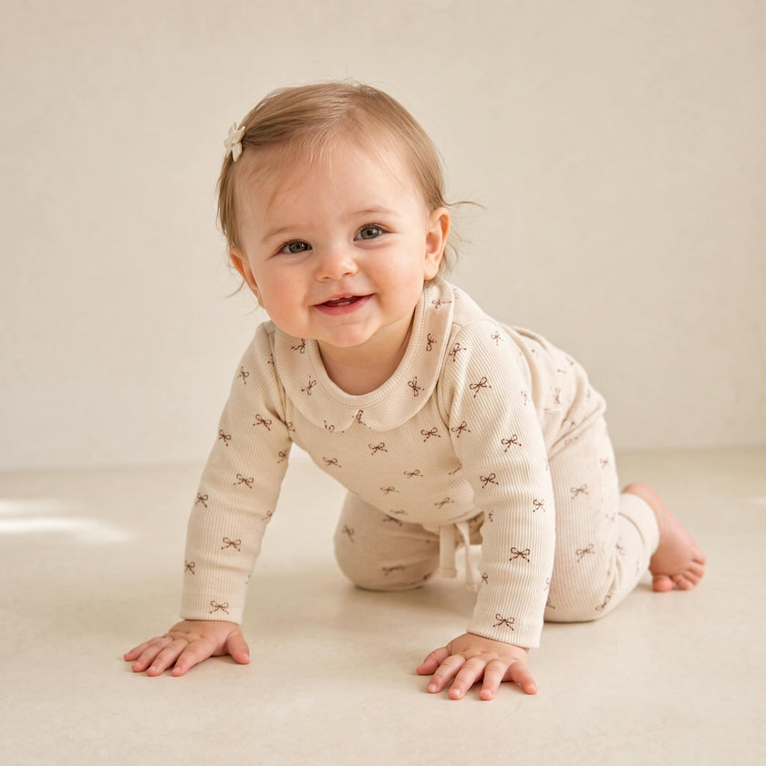 Organic Ruffle Collar Onesie & Pants Set - Tiny Bows