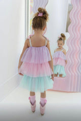 Sparkle Ombre Tie Shoulder Tired Dress