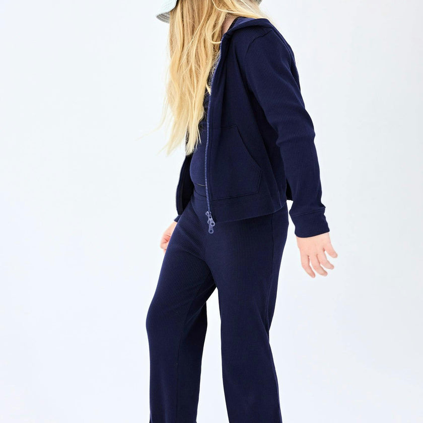 Girls Rib Hoodie in Black