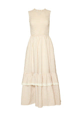 Presley Sleeveless Dress in Cream Gingham