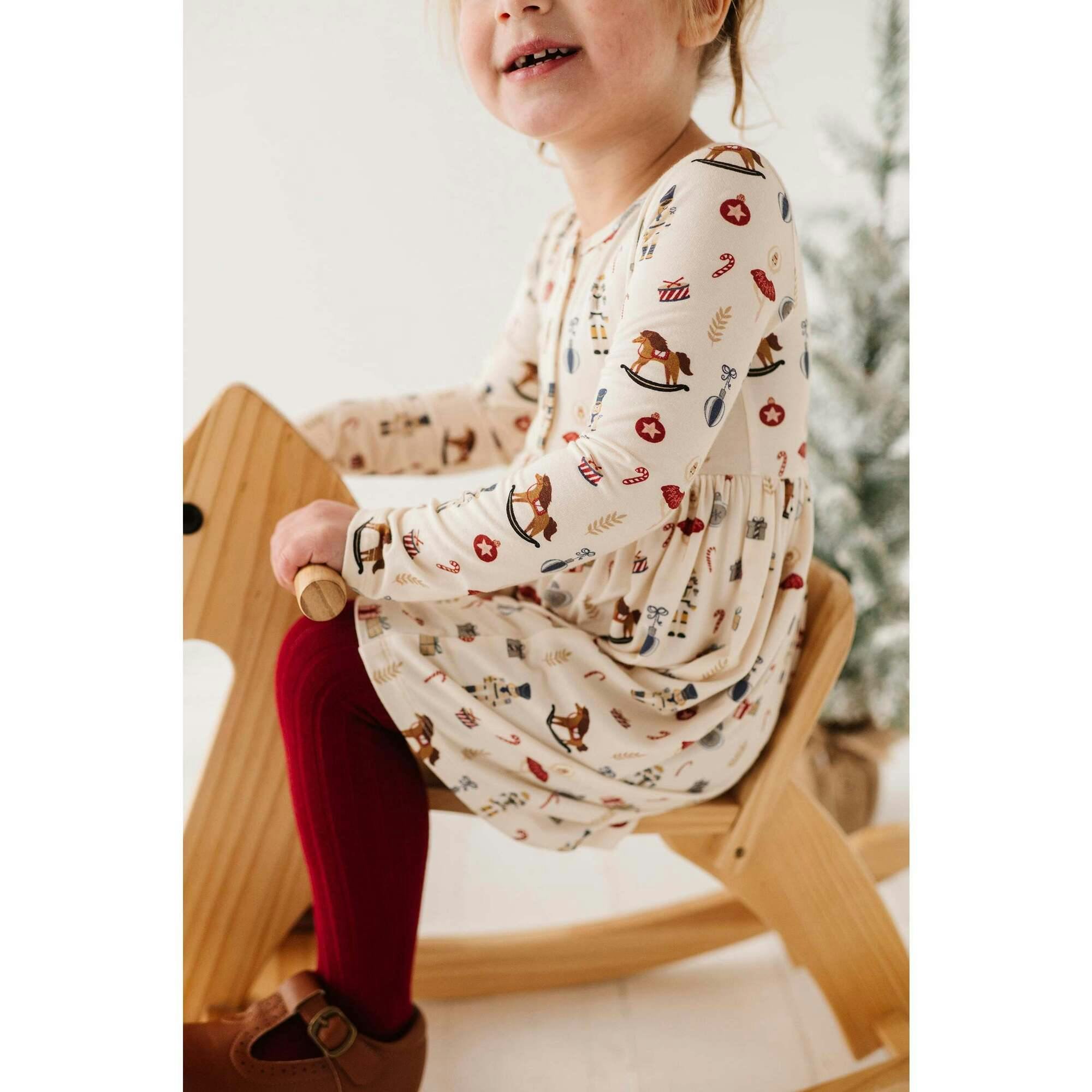 Long Sleeve Henley Dress Christmas Dogs