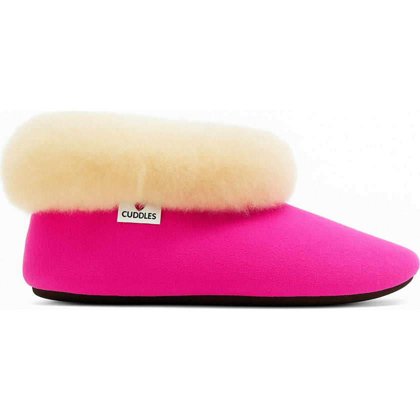 Kids Genuine Alpaca Fur Slippers | Handmade in Peru | Naturally Hypoallergenic | Fuchsia Blossom