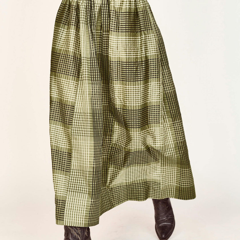 Verona Skirt in Olive Plaid