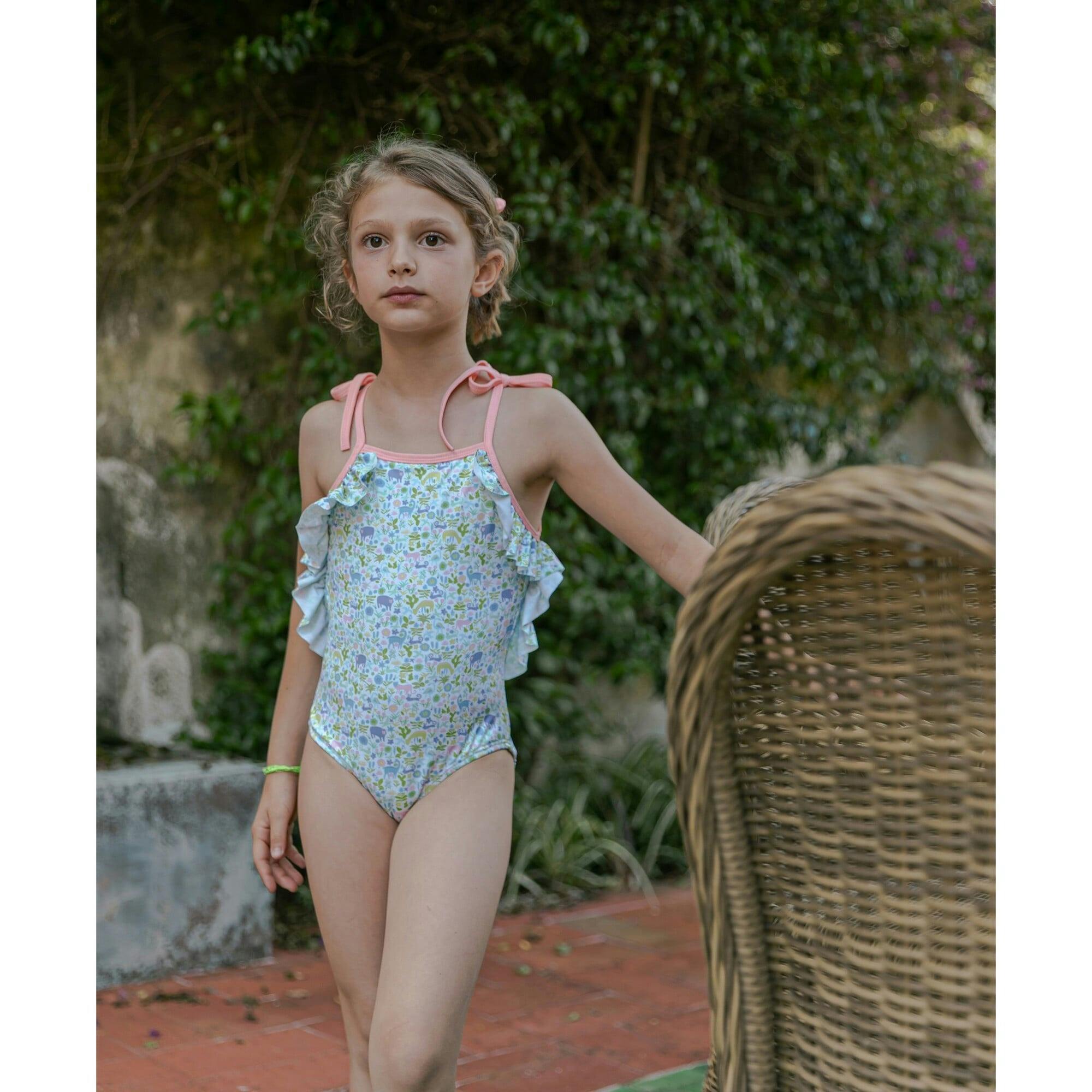 Into The Woods One-Piece Swimsuit, Blush And Green