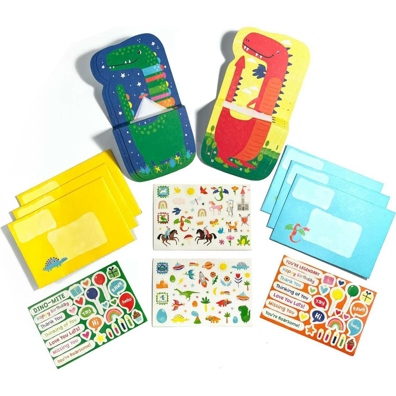 Tiny Tadas! Note Cards and Sticker Set - Dinos & Dragons