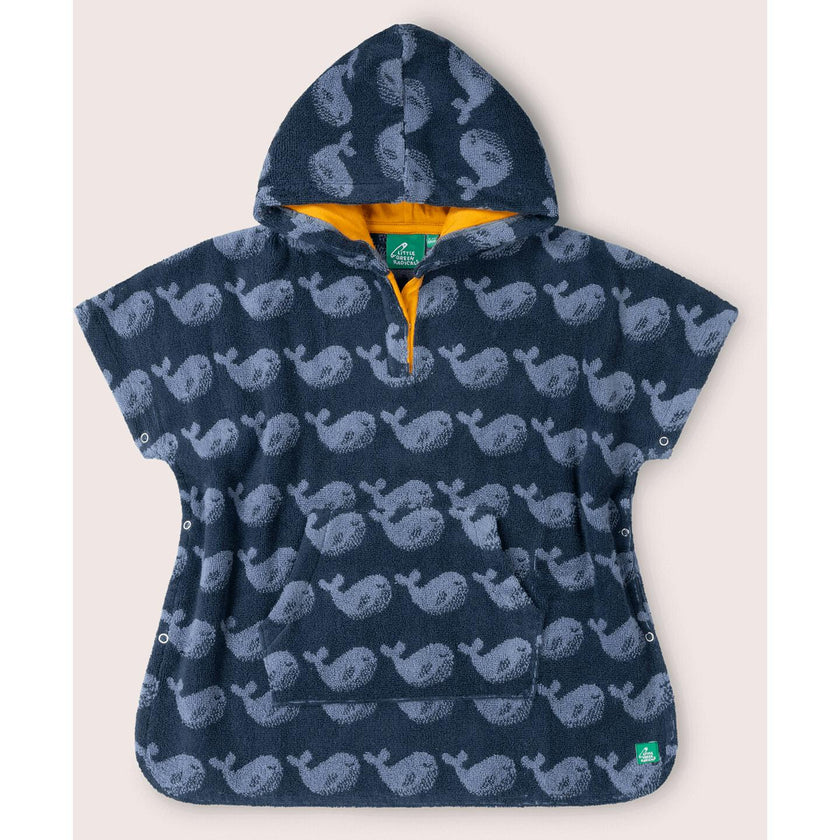 Singings Whale Kids Towel Poncho, Blue
