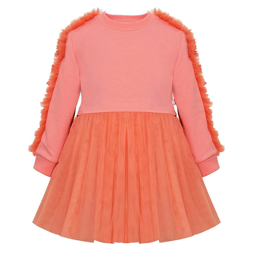 Coral Poppy Sweatshirt Tutu Dress