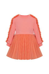 Coral Poppy Sweatshirt Tutu Dress