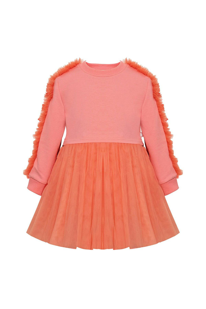 Coral Poppy Sweatshirt Tutu Dress