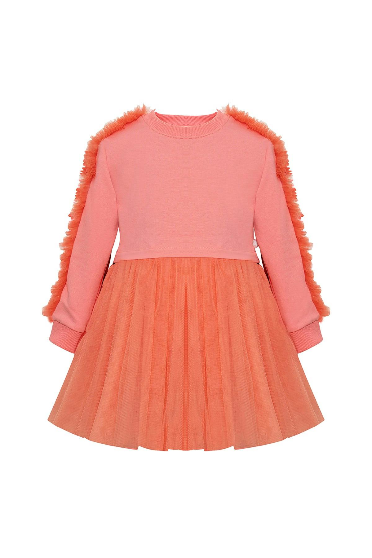 Coral Poppy Sweatshirt Tutu Dress