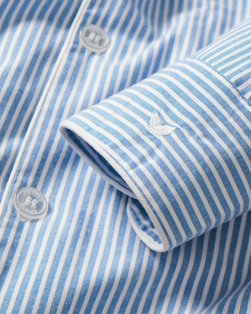 Men's Twill Pajama Set in French Blue Heritage Stripe