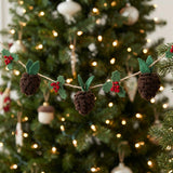 Handmade Christmas Garland and Bunting - Pinecones and Holly Berries Felt and Jute - 6'