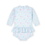 Floral Print One Piece Rashguard with Bow