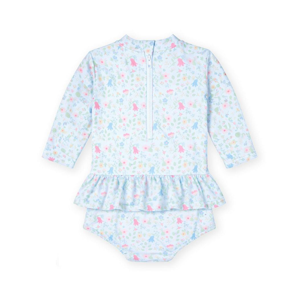Floral Print One Piece Rashguard with Bow