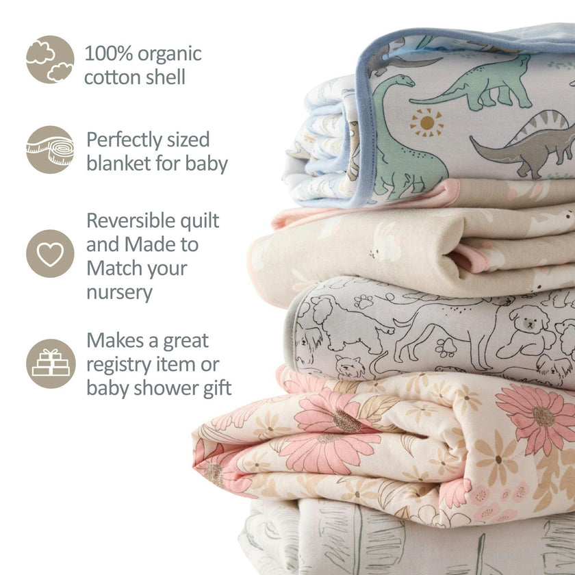 QUINN Reversible Light Weight Quilted Baby Blanket
