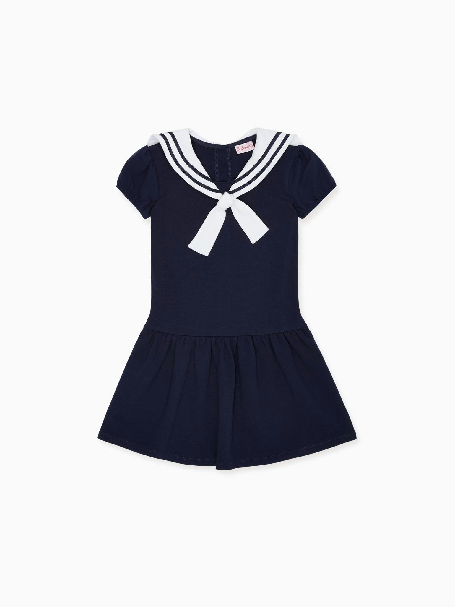 Navy Crisanta Girl Nautical Drop Waist Dress