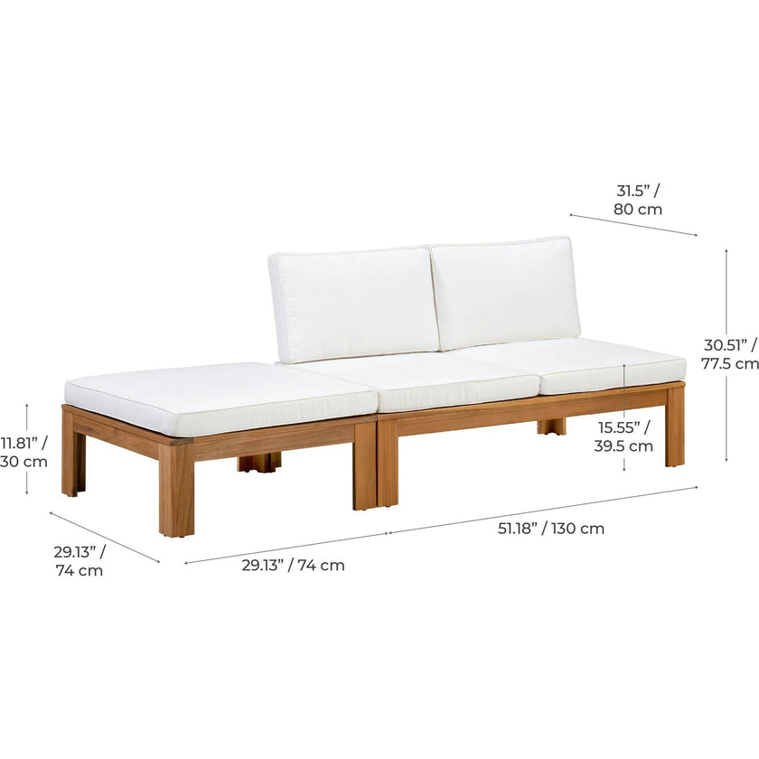 Teamson Home Acacia Modular Outdoor Sofa Set with Convertible Chaise Lounge