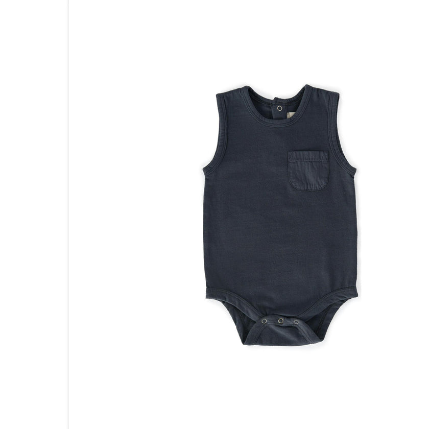 Vintage Washed Tank One-Piece, Blue