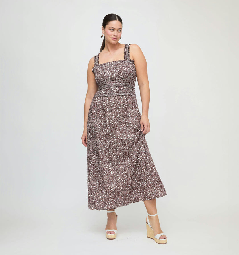 The Azalea Maxi Nap Dress - Chocolate Ditsy Thistle