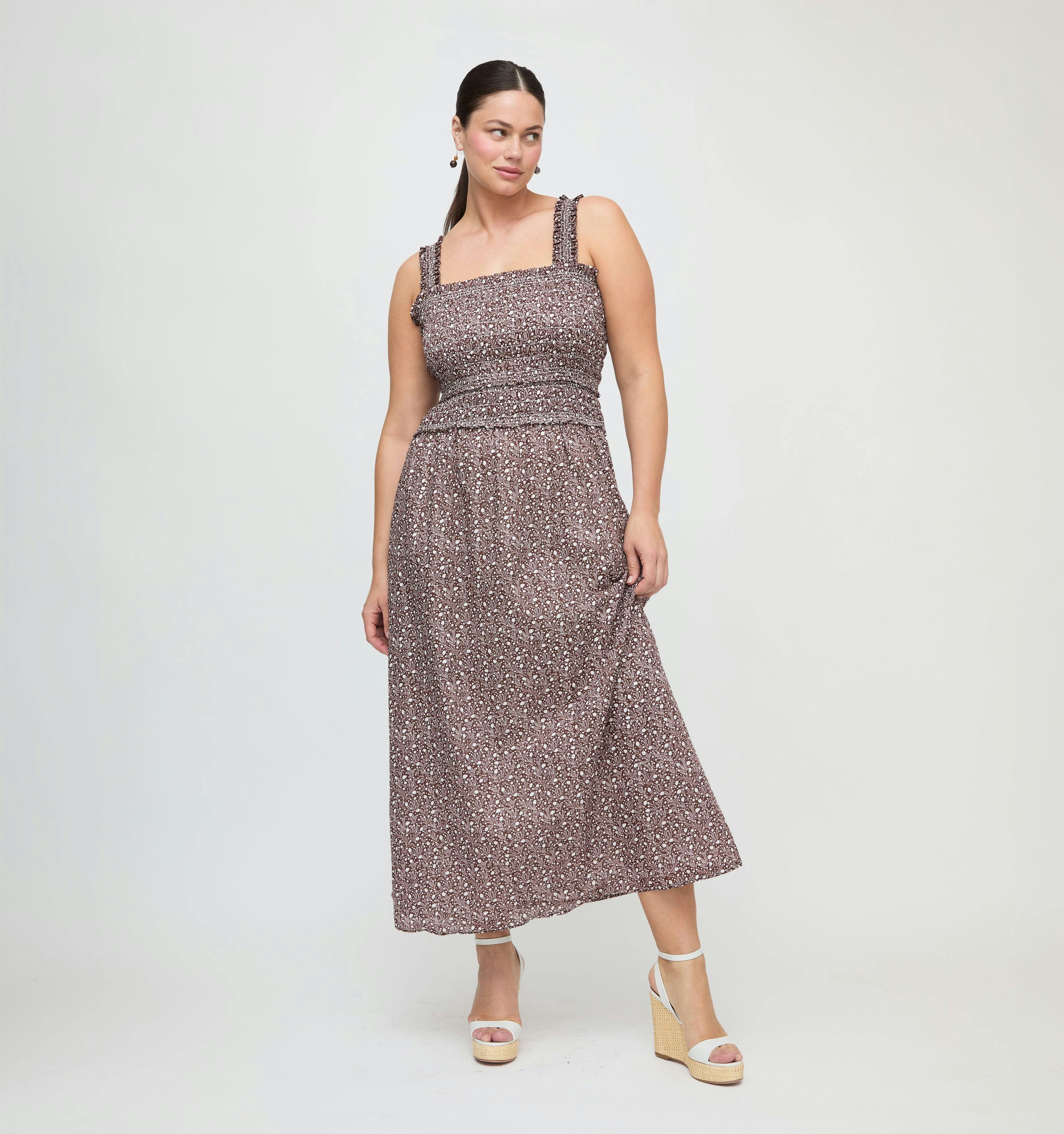 The Azalea Maxi Nap Dress - Chocolate Ditsy Thistle