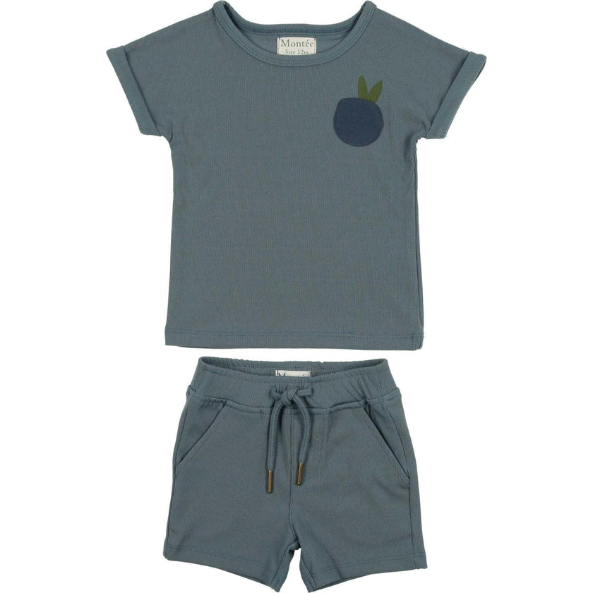 Boys Ribbed Berry Applique Tee & Short Set