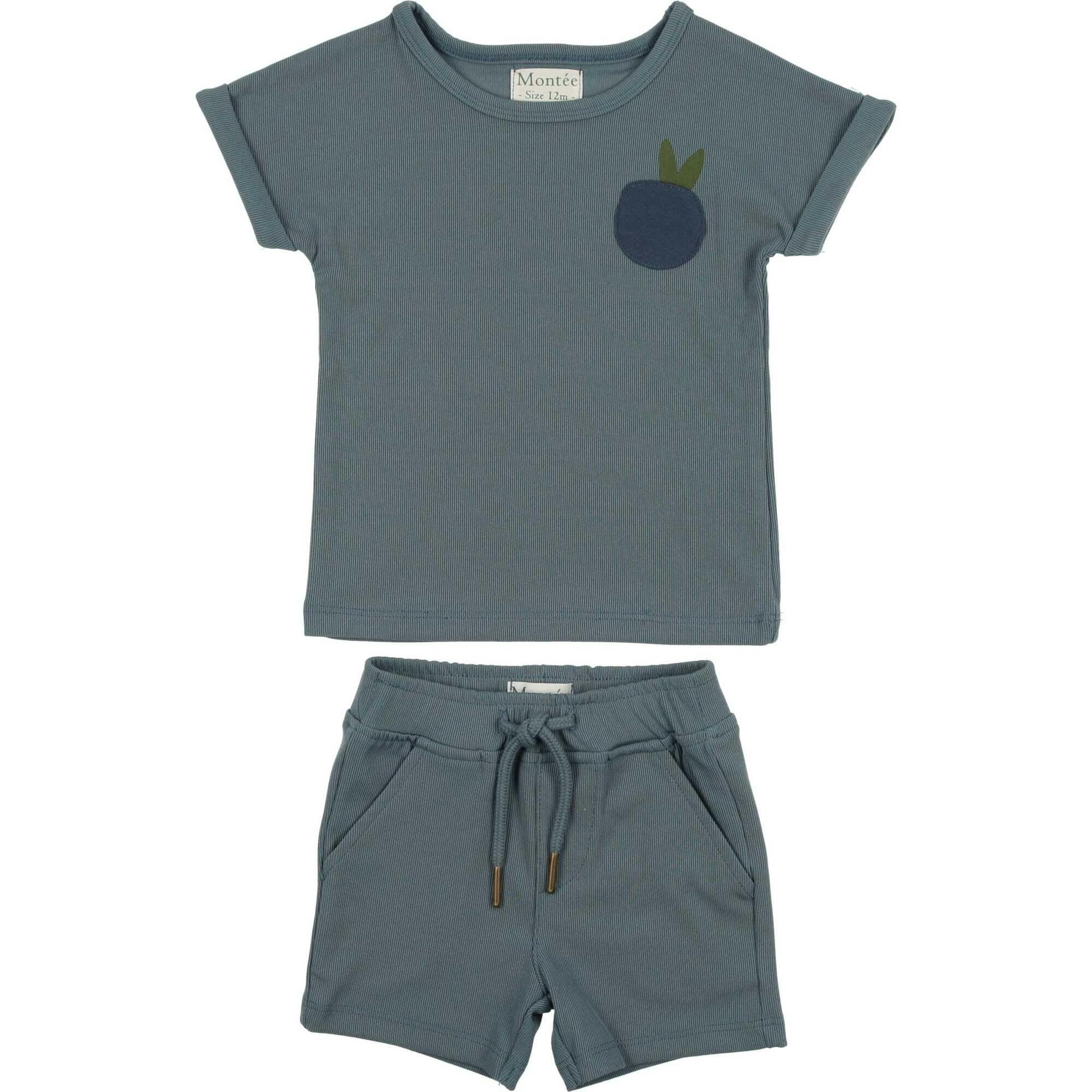 Boys Ribbed Berry Applique Tee & Short Set