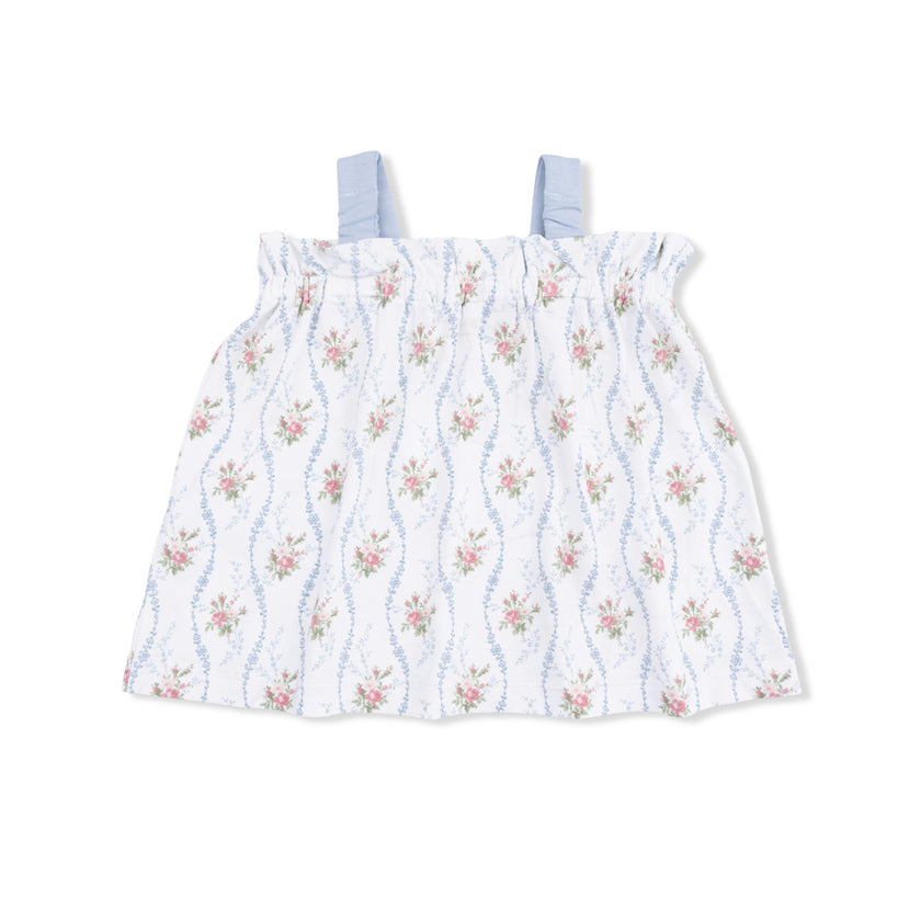 Heirloom Rose Stripe - Top with Bows and Ruffle Leg Bloomer